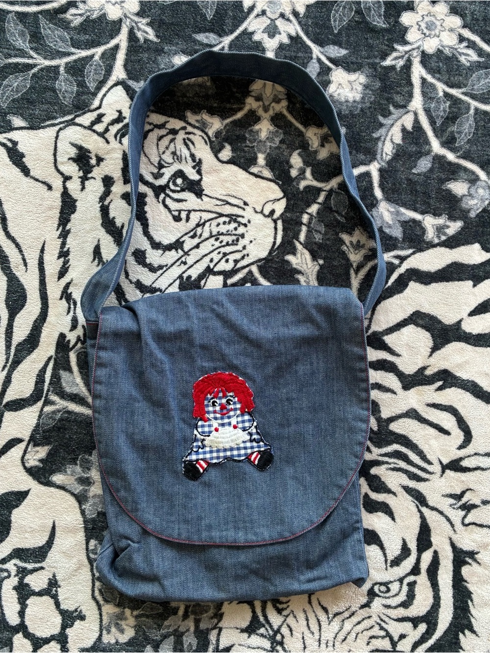 004 - VINTAGE 70s 80s RAGEDY ANN KIDCORE DENIM SIDE BAG